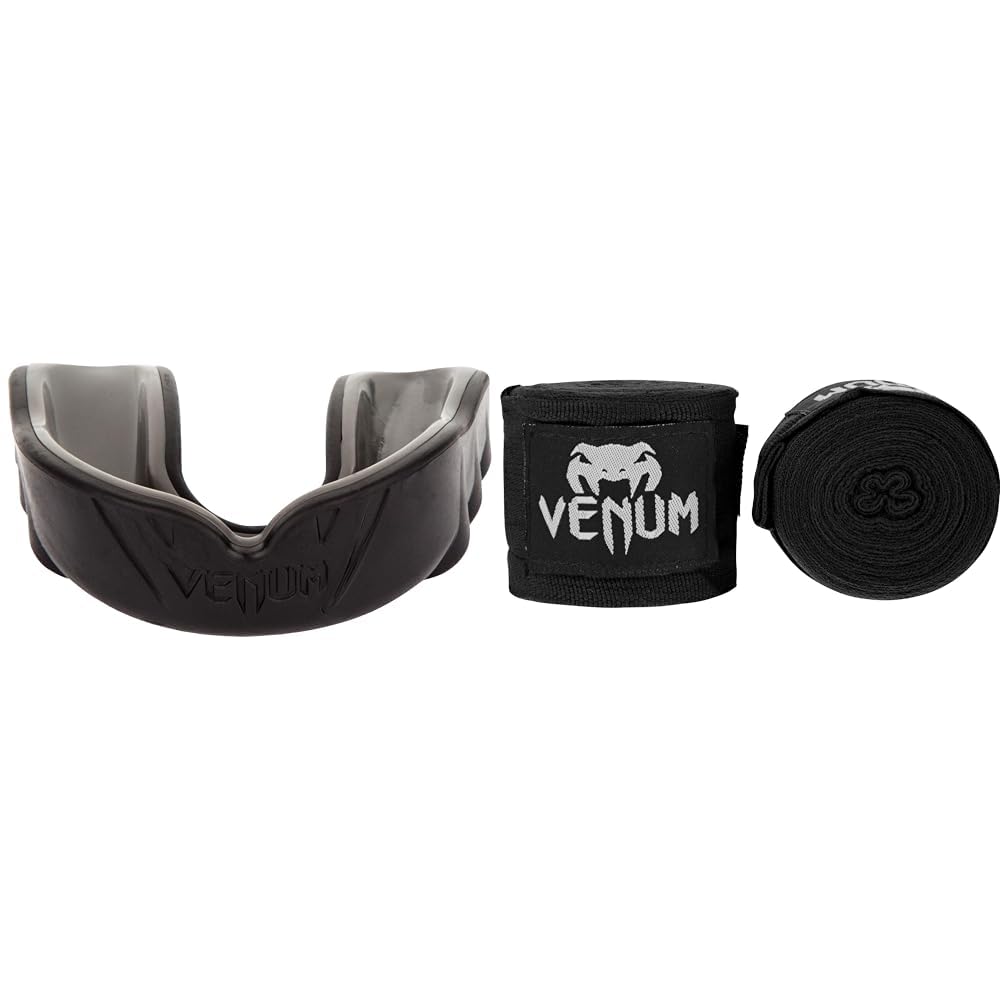 Venum Unisex Challenger Zahnschutz, Schwarz, Einheitsgröße EU & Kontakt Boxbandagen - Schwarz - 4 M
