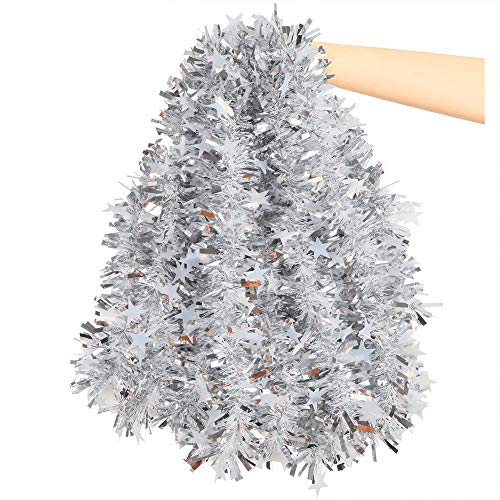 Ccinee 33Ft Christmas Tinsel Garland,Silver Metallic Twist Garland For Christmas Wedding Party Holiday Dcoration Supply #TOP3