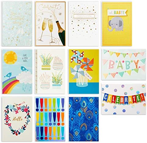 Hallmark All Occasion Cards Assortment—Birthday, Congratulations, Blank Cards (12 Cards with Envelopes, Refill Pack Card Organizer Box)