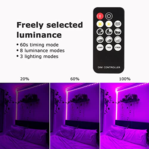 Image of 25 Foot Black Light Strips & Remote, Dimmable Flexible Blackights Strip Lights 450 LEDs for Glow Party Body Paint Birthday Bedroom Room Fluorescent Tapestry Poster, Non-Waterproof