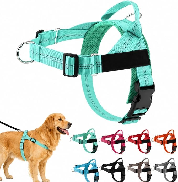 Escape Proof Dog Harness, Reflective Adjustable Dog Training Vest Soft Padded Comfort Fit Escape Proof Dogs Harness for Outdoor Walking