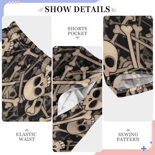 ZZXXB Skeletons Print Boys Long Pants Soft Trousers Elastic Waist Kids Lounge Bottoms with Pockets S-XL4