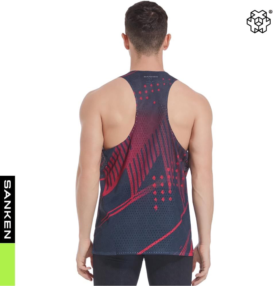 Sanken Men's Seamless Running Tank Tops Ultra Lightweight Marathon Singlets Breathable Race Vests Quick Dry Sleeveless Shirt - Image 4