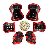 YOYIAG Skateboard Schutzausrüstung Kinder Knieschoner Sport Knie und Ellenbogenschützer Schoner Inliner Knieschuetzer Set mit 50 Aufkleber, für Rollerblading, Skaten, Skateboard, Roller Outdoor Sport