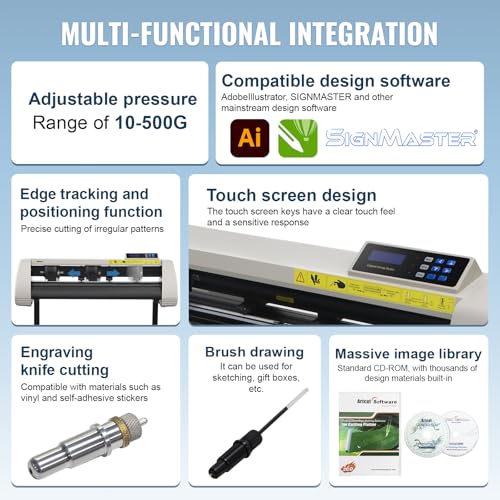 Image of Cutter Plotter Machine,Vinyl Cutter Machine with Cloth Bag,LCD Display,Vinyl Plotter Adjustable Speed Force for Creative Design,Cutting (32in)