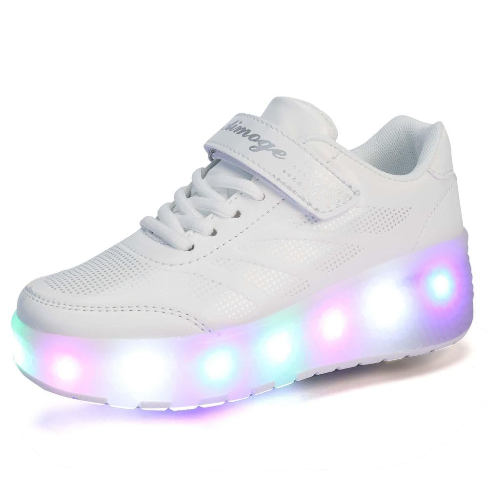 HUSKSWARE Scarpe Ragazza da Ragazzo con Ruote, 2 in 1 per Bambini, con rotelle, per Skateboard, Sneakers
