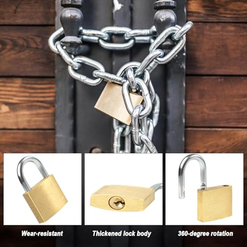Image of 2pcs Solid Brass Padlock with Key, Small Pad Lock with Key, Padlocks with 6 Same Keys, Storage Lock Shackle for Locker Outdoor Indoor Use