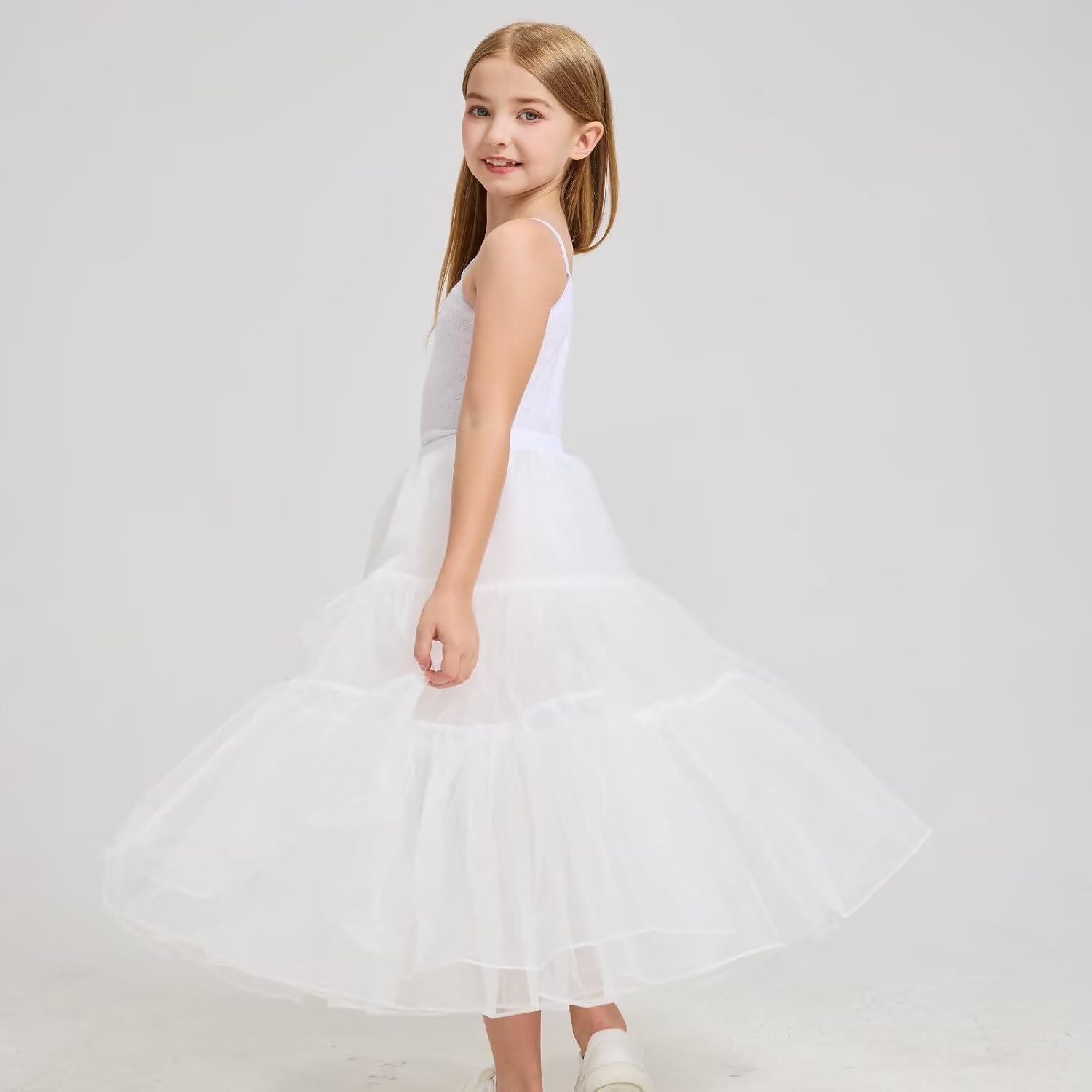 Long A-Line Petticoat Skirts Hoopless Underskirts Slips for Girls H108
