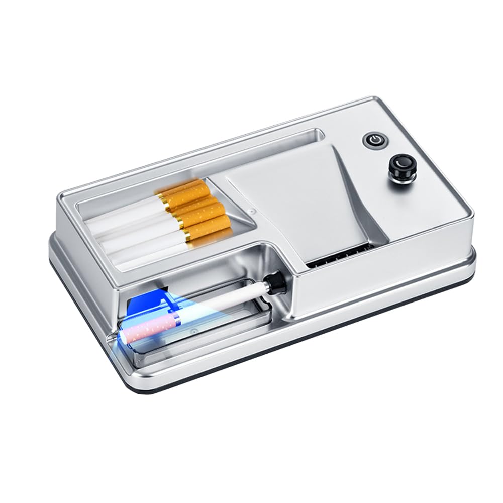 WEYIMVTO Cigarette Maker, Infrared Induction Portable Cigarette Filling Machine, Suitable for 6.5/8Mm Paper(Silver,6.5mm)