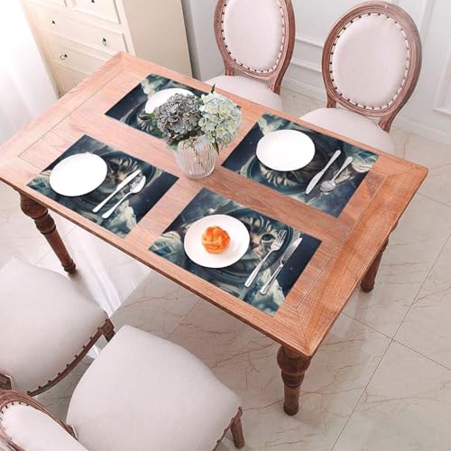 Set de table PVC anti-chaleur antidérapant chat de l'espace lavable