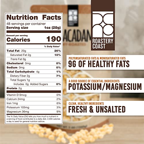 Roastery Coast - Daily Nuts | Just Roasted Macadamia Nuts | Unsalted | Bulk Nuts | Snack Nuts | Healthy Nuts | Gluten Free | Macadamia Nut Butter #TOP1