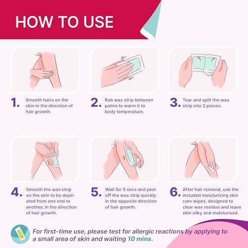 Body-Wax-Strips-Hair-Removal-for-Women-60-Count-Shave-Waxing-Strips-Dual-Sides-4-Calming-Oil-Wipes-Face-Legs-Arms-Bikini-Chest-Hypoallergenic-Brazilian-Waxing-Kit-At-Home-for-All-Skin-Types
