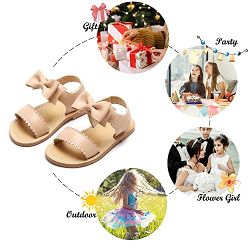 Image of Felix & Flora Toddler Girl Sandals - Little Girl Easter Dress Shoes Lightweight Open Toe Beach Holiday Flats
