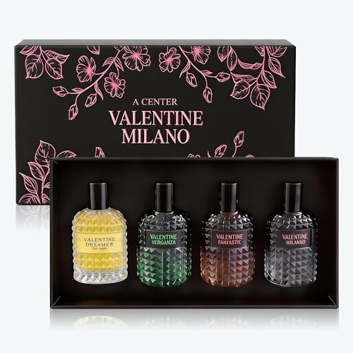A CENTER Valentine Cologne 4pcs/100ml*4 Eau de Parfum Set for Men Floral&Woody Fragrance Combo Men's Gift Box