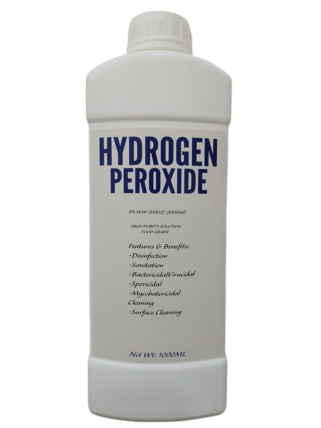 Hydrogen Peroxide 3% 1000ML Food Grade | Multi-Use Disinfectant | Kills 99.9% Germs & Viruses Best For Cleaning, General disinfection, deodorising, Hydroponics, Food production