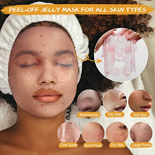 Jelly Mask For Facial Skin Care, Peel-Off Jelly Mask Powder For Wrinkles Hydrating Nourishing Brightening, Turmeric Vitamin C, Rose And Green Tea Jelly Face Mask Set With Mask Mixing Bowl Stick Spatula #TOP2