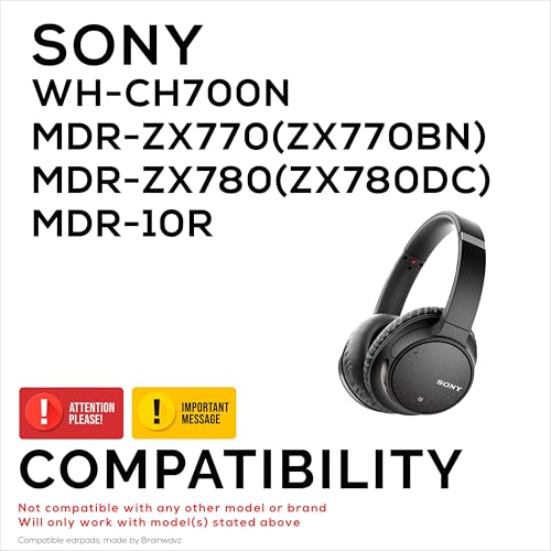 Repuestos de Almohadillas para Sony WH-CH700N, MDR-ZX770, MDR-ZX780 y MDR-10R, Cuero PU, Espuma de Memoria para Mayor Comodidad, Mejorado, Duradero y de Larga Duración por Brainwavz miniatura 2