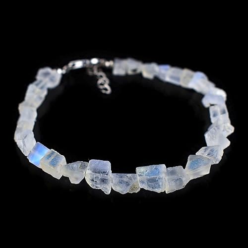 Vista 13 de Natural Raw Gemstone Full Beads Rough Stones Choker Bangle Bracelets Jewelry for Women, Birthstone Crystals and Healing Stones, Rhodium Plating 925