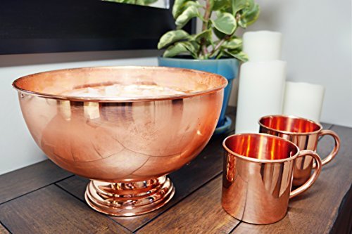 Alchemade 5 Liter 100% Copper Punch Bowl With Stand For Your Copper Kitchenware And Copper Dishware Collection - Perfect For Parties, Everyday Kitchen Use, Or As A Decorative Bowl #TOP3