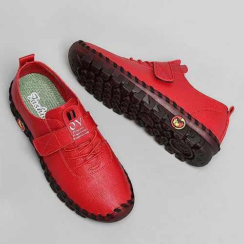 Image of Women's Tendon Soft Sole Casual Orthopedic Shoes Fashion HandSewing Leather Non-Slip Flat Loafers Low-top Outdoor Comfy Breathable Walk Mam Nurse Shoes
