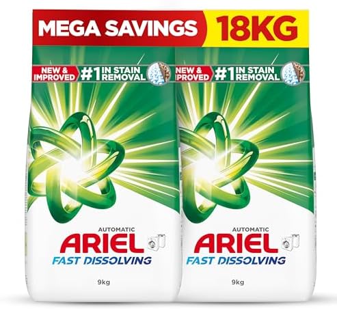 Ariel Fast Dissolving Laundry Detergent Powder, 9 KG x 2, Dual Pack, 18 kg