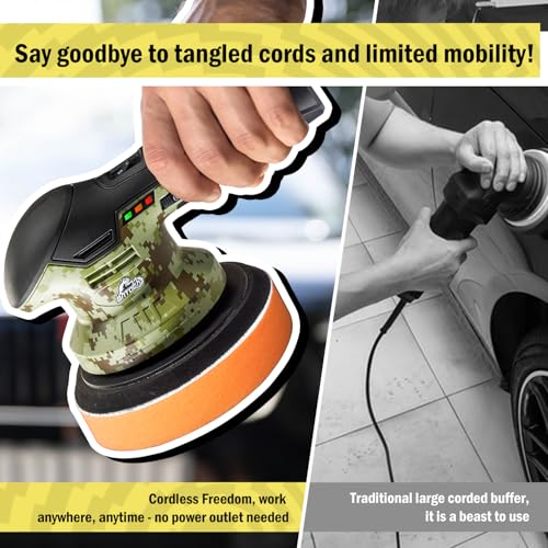 Image of BATOCA 2026 S3 Cordless Car Buffer Polisher, 2x2.0Ah Lithium-ion Rechargeable Battery Powered Polisher with 6 Variable Speed, DA Orbital Buffer for Car Detailing, Polishing, Waxing, Graffiti Style
