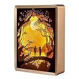 WOMHOPE Valentine's Day Gift 3D Papercut Light Boxes Frame Night Lights Paper Sculptures Night Lamp of Creative Shadow Paintings (Good Night)