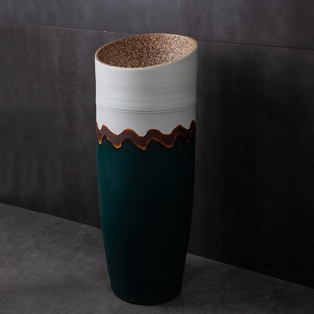 Pedestal Sinks Ceramic Basin Art Integrated Floor-Standing Small Wash Bathroom Balcony Sink (A)