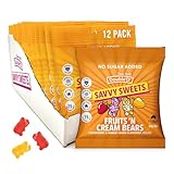 SAVVY Sweets Fruits & Cream Bears— Low Sugar, High Fibre, All Natural, Prebiotic | Vegan, Gluten-Free | 75 Calories | 12-Pack