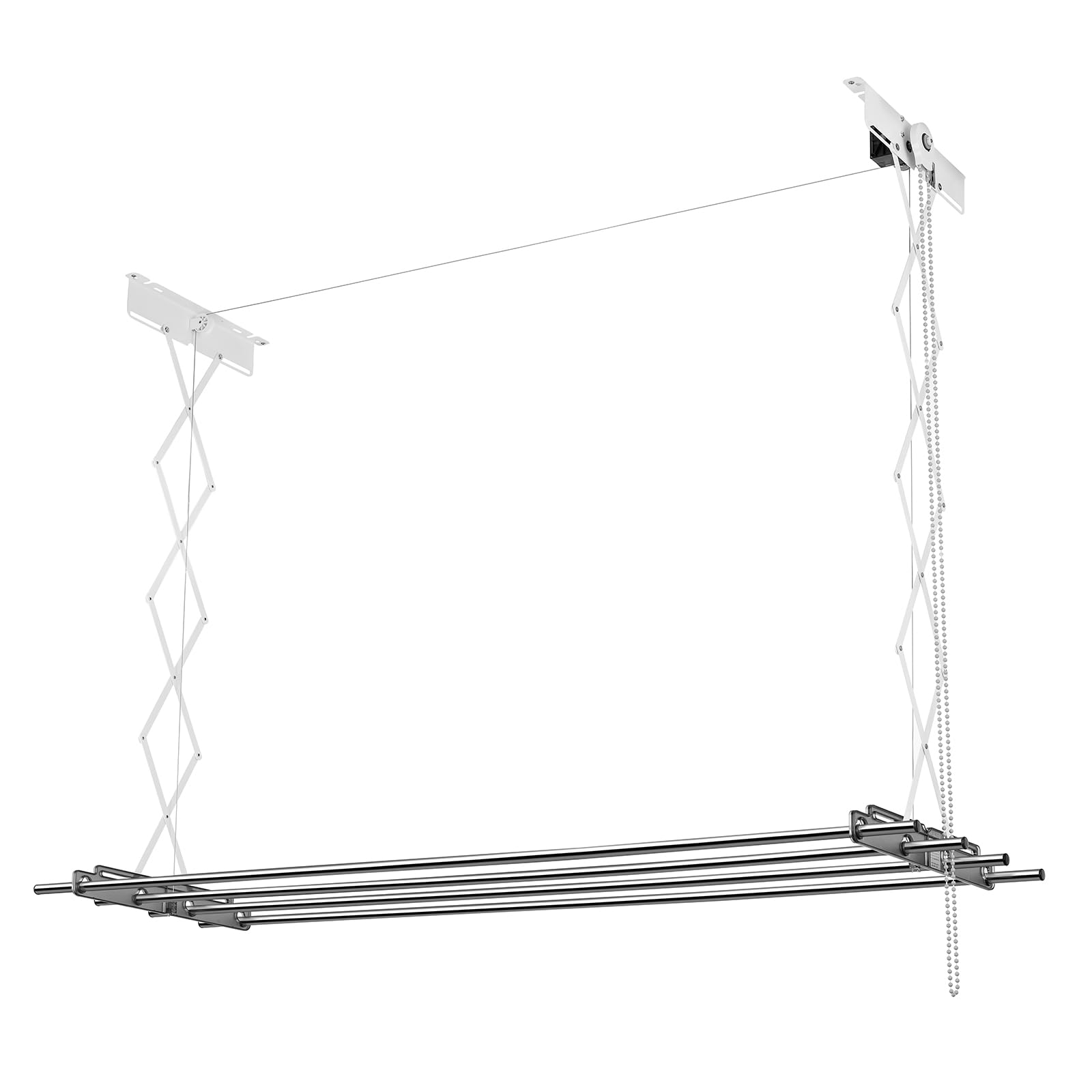 wellex Deckenwäschetrockner 4 x 180 cm Edelstahlrohre mit Halterungen Wäschetrockner für die Decke Tragkraft bis 20 kg Silber