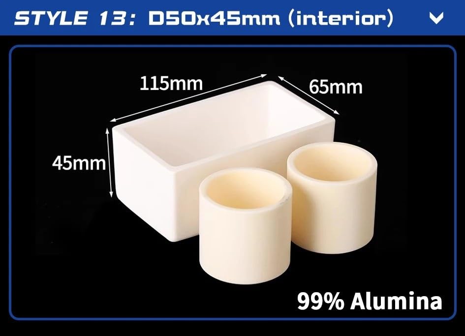 Juego de crisol de alúmina al 99% for análisis y fusión en laboratorio (1 unidad) - Varias especificaciones disponibles((13)115x65x45mm)