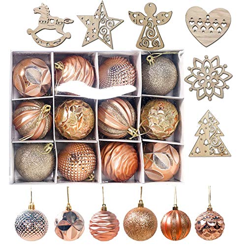 wemitas クリスマス 飾り ツリー オーナメント ボール 6cm 12個 北欧飾り 6種類 12枚付き