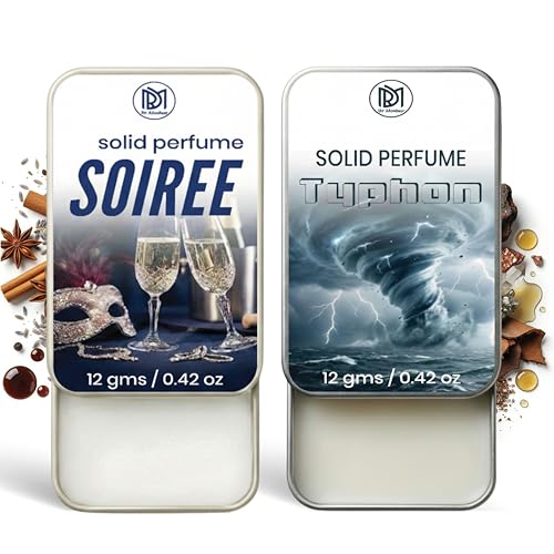 Image of Dr.Mashur Solid Perfume |Soiree&Typhon Alcohol Free Wax Perfume Balm, Long Lasting | Pocket Tin 12g, Pack Of 2| Non Greasy Smooth Glide, Travel Friendly Men And Women
