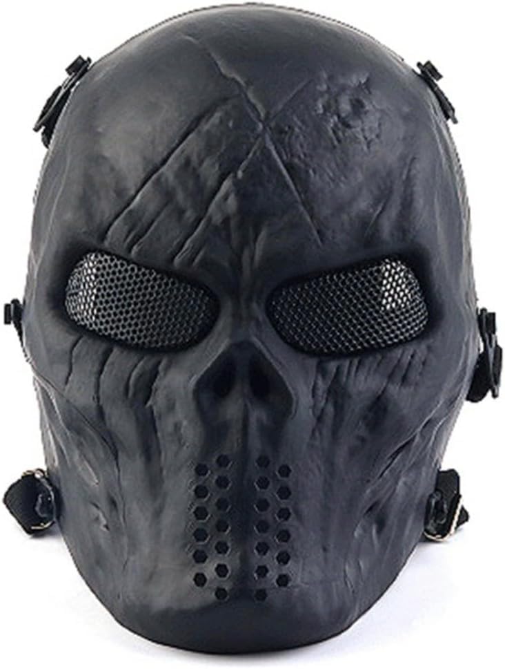 Máscara para airsoft, diseño de calavera, máscara táctica para paintball, al aire libre, Halloween y cosplay, ajustable, transpirable, resistente y universal