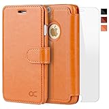 OCASE iPhone 6 Plus Case iPhone 6S Plus Case [Screen Protector Included] Leather Wallet Case [Slim Fit] - For Apple iPhone 6 Plus and 6S Plus Devices - Light Brown