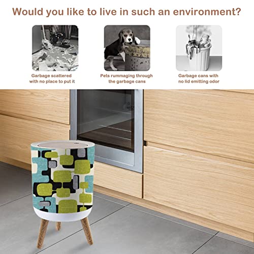 Image of Small Trash Can with Lid Seamless Abstract mid Century Modern Stock 7 Liter Round Garbage Can Elasticity Press Cover Lid Wastebasket for Kitchen Bathroom Office 1.8 Gallon