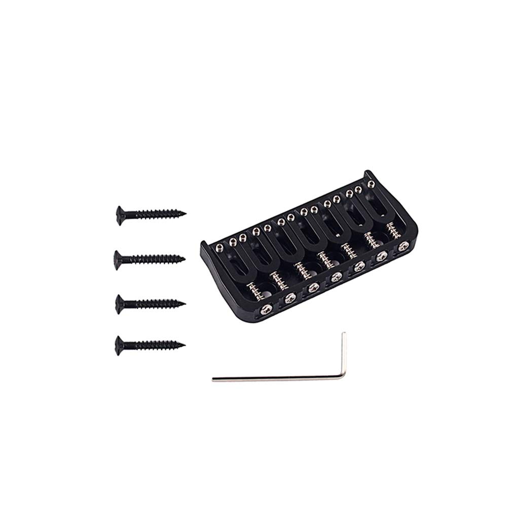 Alnicov Pont de selle à 7 cordes, pièce de rechange pour ponts rigides en métal pour guitare électrique (noir)