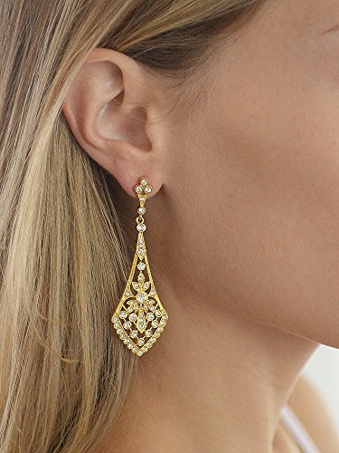 Mariell Dangle Bridal Earrings, Dramatic 2 ¾" Length, Perfect Jewelry for Brides, Bridesmaid, Prom and Homecoming, Romantic Jewelry Gift For Women4