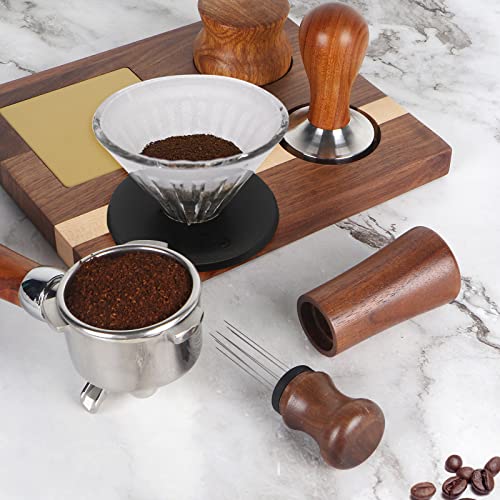 Espresso Wdt Tool For Coffee Bar Accessories, Walnut Handle & Stand Espresso Distribution Tool,8 Needles 0.25Mm Espresso Stirrer With 2 Types Replacement 0.35Mm Needles, Professional Wdt Tool Espresso #TOP6