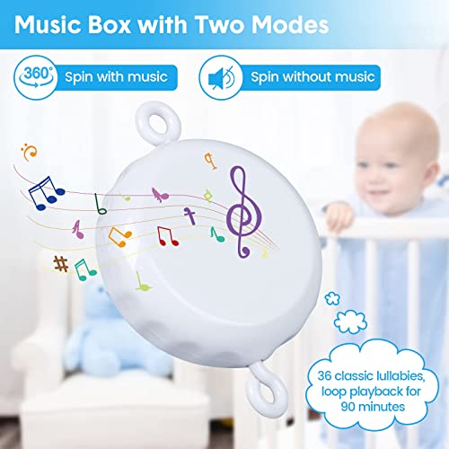 Baby Crib Mobile, Nursery Mobile For Crib With Music Motor Spinner, Musical Crib Toys For Infants 0-6 Months Girls And Boys, Crib Mount Mobiles With 36 Lullabies, Blue #TOP1
