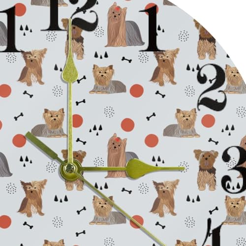 Horloge murale Yorkshire Terrier ronde et silencieuse pour la decoration de maison - 7
