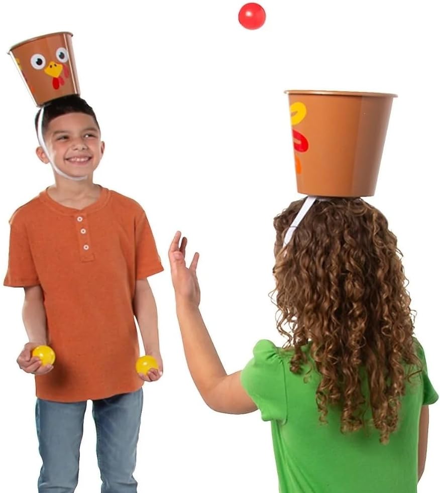 Fun Express 6 3/4" x 6" Thanksgiving Turkey Bucket Ball Toss Game - 14 Piece