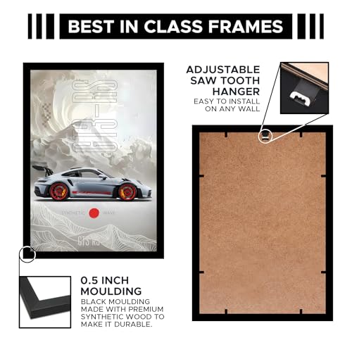 Image of CodersParadise GT3 RS Performance Art Poster Frame | Premium A4 Framed Wall Decor for Bedroom, Office & Gaming Setup | Modern Supercar Aesthetic Print for Automotive Enthusiasts