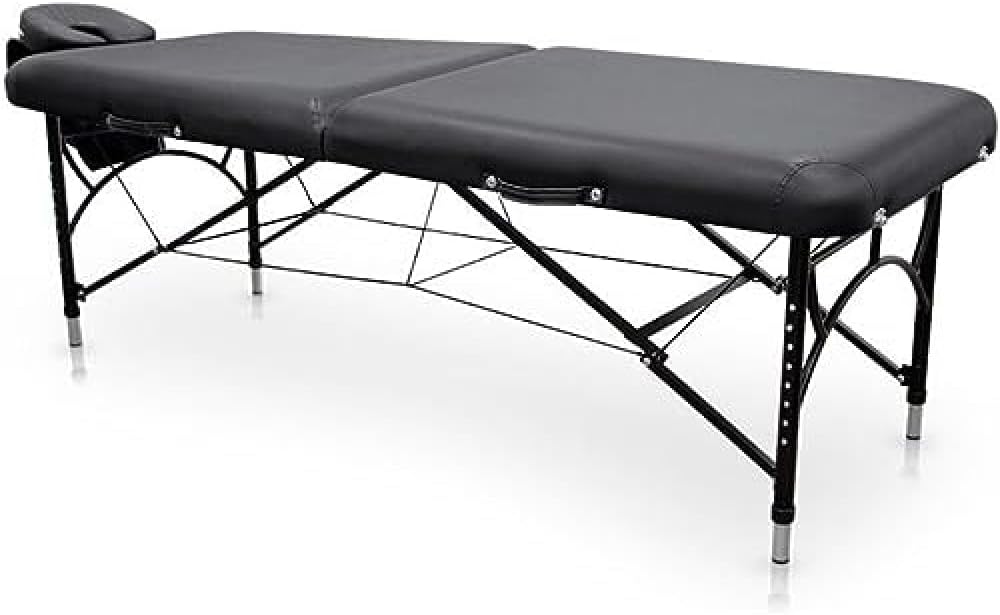 QuirumedAluminium Folding Massage Table Easy Force, Colour Black, Massage Table, Leatherette, High-density padding, Height adjustable, Lightweight, Up to 210 kg