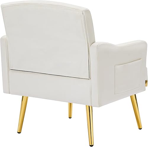 Miniatura 8 de hansones Sillón decorativo de terciopelo con patas de metal dorado, moderna silla tapizada para sala de estar (negro)
