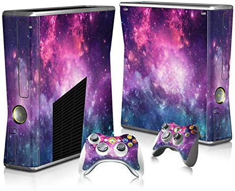 SKINOWN Skin Sticker Vinyl Decal Cover for Xbox 360 Slim Console and Remote Controllers Purple Nebula