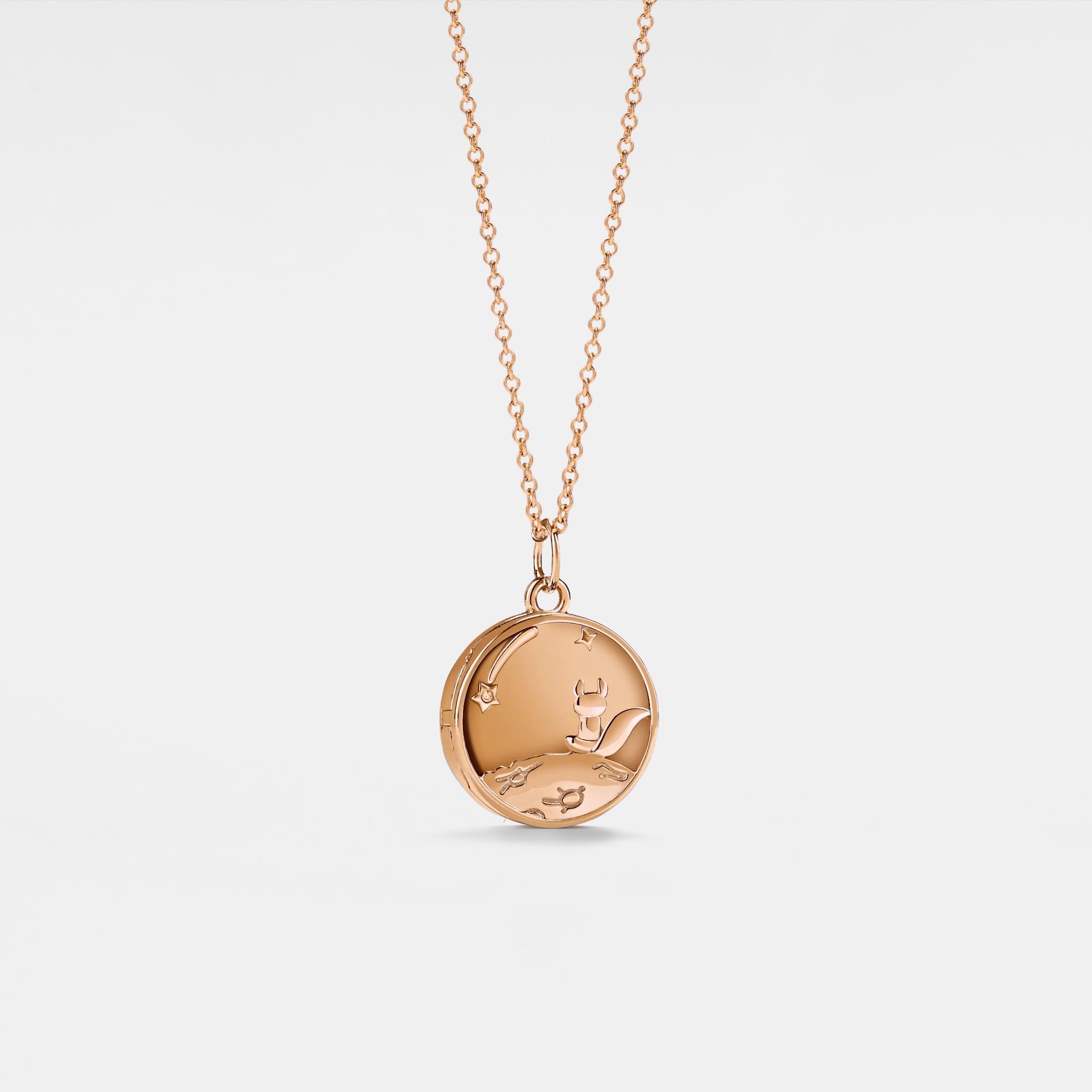 PERIMADE Collana con medaglione personalizzabile con immagine da donna, medaglione personalizzato con volpe e piccolo principe che contiene foto, incisione personalizzata testo commemorativo collana