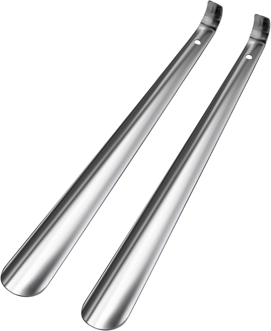 rurufuy 2PCS Metal Shoe Horn,Long Handled Shoehorn 42cm,Silver Shoe