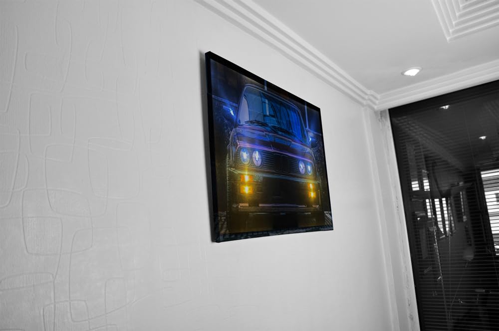 Samarkand - Lights LED-Bild mit Beleuchtung LED- Bilder Leinwandbild 65 x 45 cm Leuchtbild AUTO/OLDTIMER/SPORTWAGEN E30 BLACK Wandbild