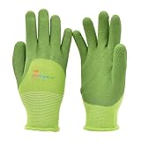 G & F Products 2040-2G JustForKids Premium MicroFoam Texture Coated Kids Garden Gloves, Kids Work Gloves, Yellow/Green, 1 Pair